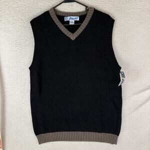 NEW Vintage Utility Brand Sweater Vest Mens Medium Black 80s 90s Y2K V Neck